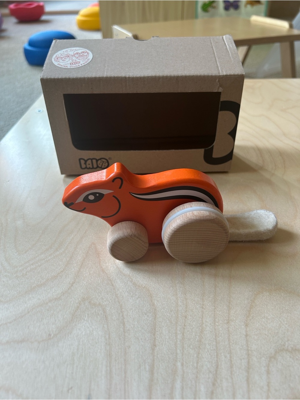 Bajo Wooden Push-Along chipmunk Toy - Orange